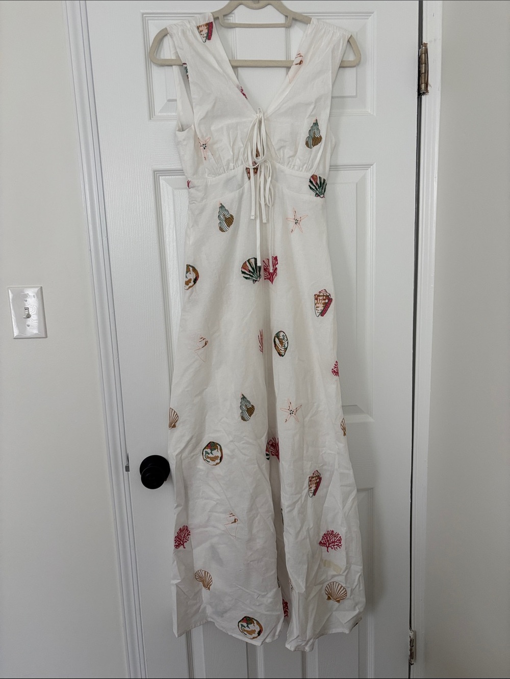 Blue B Collection Seashell Embroidered Maxi Dress In Off White Size S